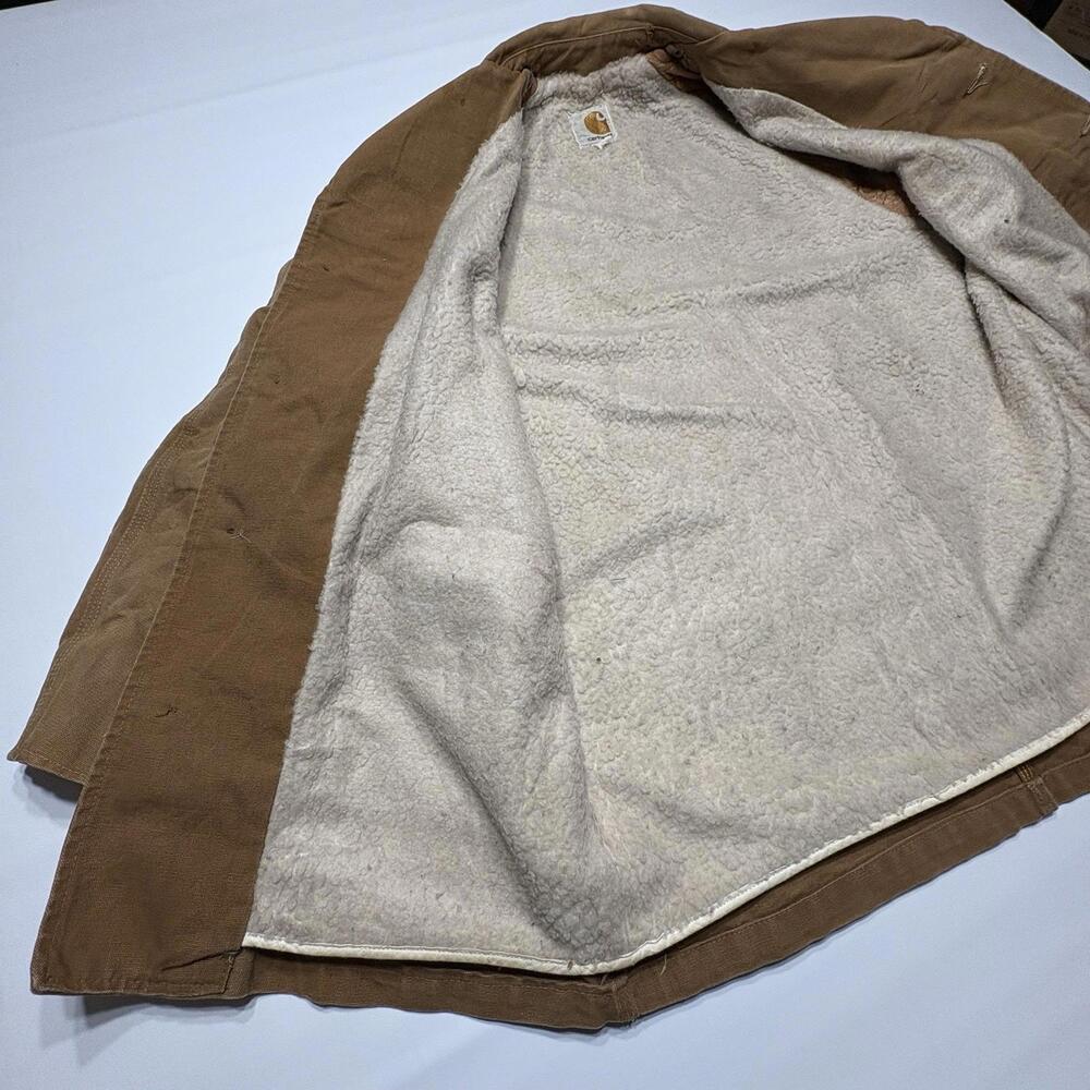 Vintage One-Of-A-Kind Carhartt Sherpa Lined Chore Jacket Men's Size Large - Picture 10 of 16